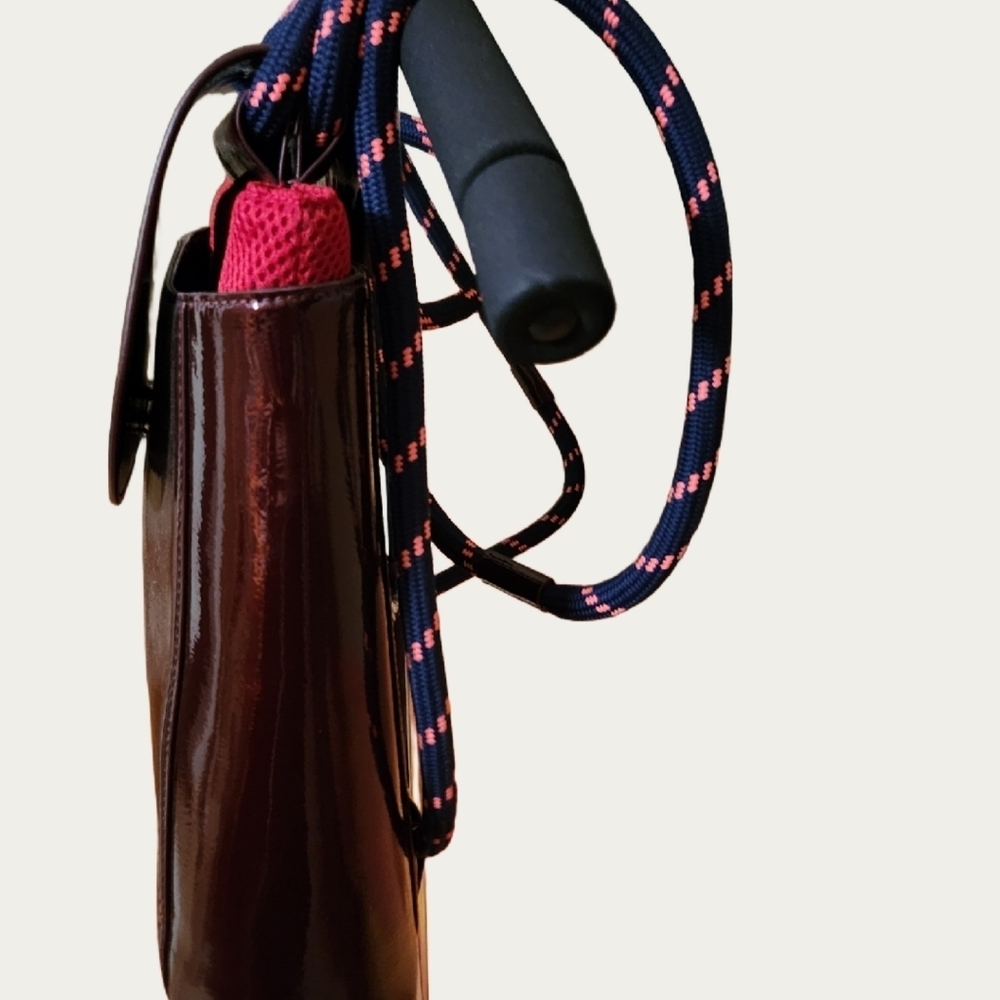 BURGUNDY FAUX Patent LEATHER Backpack - Picture 12 of 12